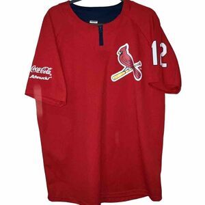 St. Louis Cardinals #12 Jersey Men’s Size XL Red 1/4 Zip COCA-COLA SHNUCKS PROMO